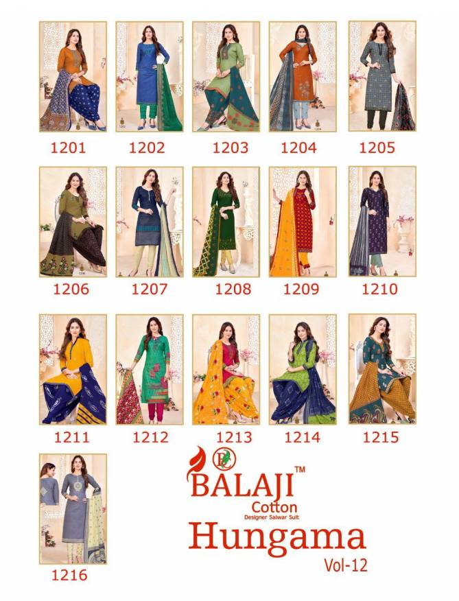 Balaji Hungama 12 New Designer Regular Wear Cotton Printed Latest Dress Material Collection